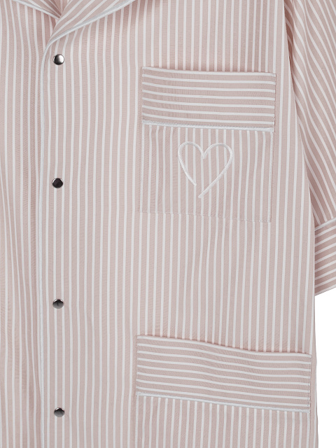 Бежевая хлопковая пижама в полоску, 3