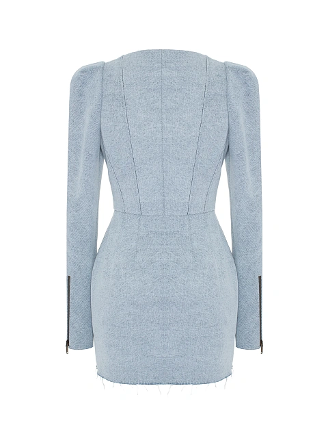 Голубое платье-мини из вареного денима, 2