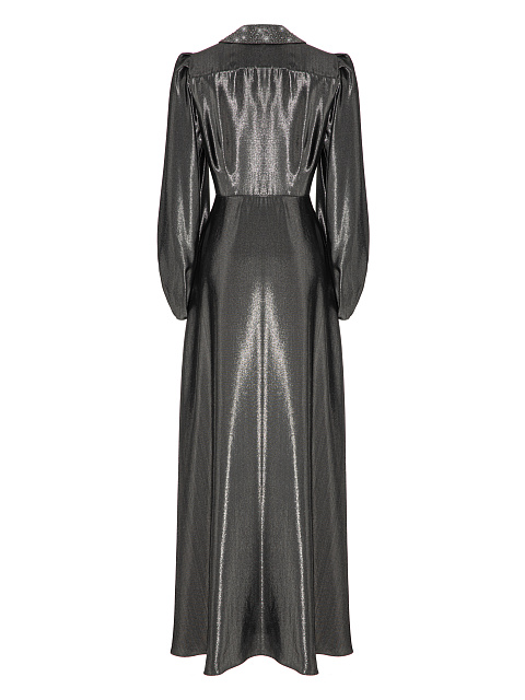 Серое платье-миди с люрексом и стразами, 2