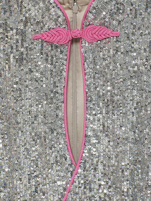 Серебристое платье-мини в пайетках с розовым клевантом, 4 Серебристое платье-мини в пайетках с розовым клевантом, 4