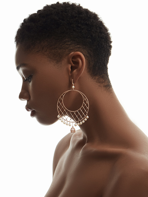 Хупсы из розового золота с бриллиантами и жемчугом, 5