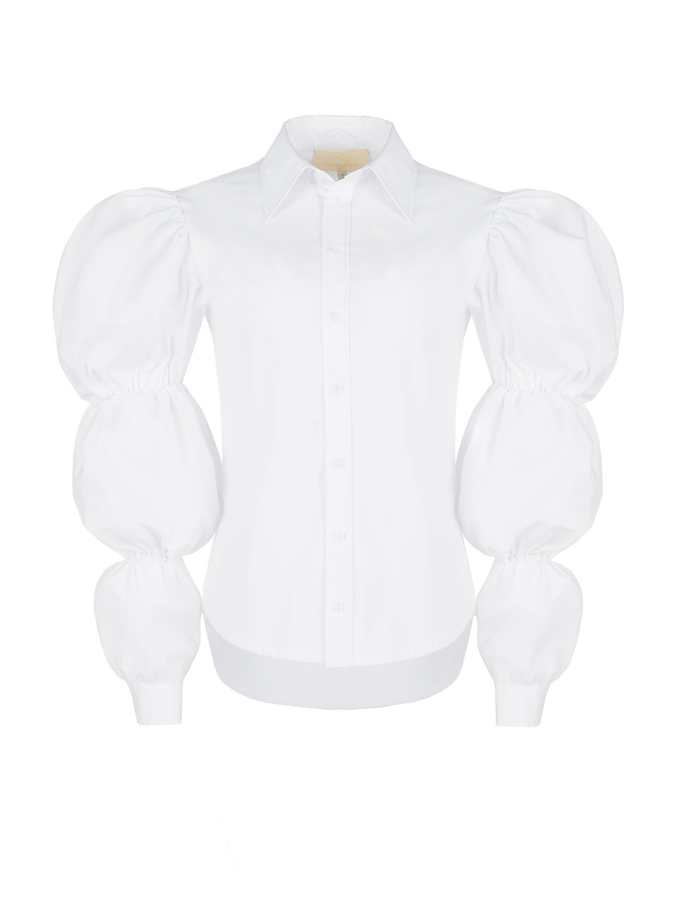 Белая хлопковая блузка с тремя буфами, 1