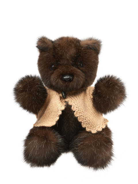 Игрушка медвежонок из темно-коричневого меха соболя, 1