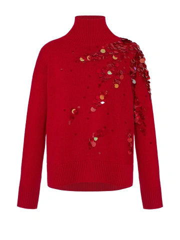 Красный кашемировый свитер с пайетками, 1