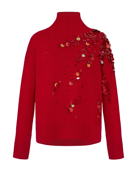 Красный кашемировый свитер с пайетками, 1