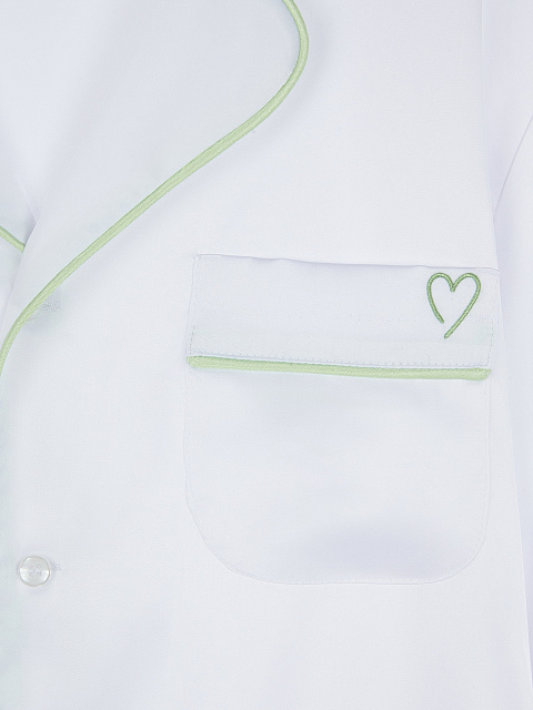 Белая шелковая пижама с салатовым кантом, 5