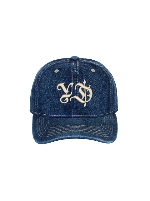 Темно-синяя джинсовая кепка с бежевой вышивкой, 2