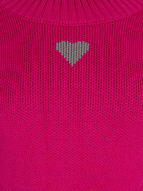 Розовый укороченный свитер с сердцем, 3