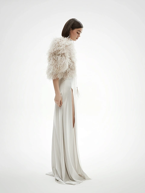 Серое платье-макси из шелка с пайетками, 6