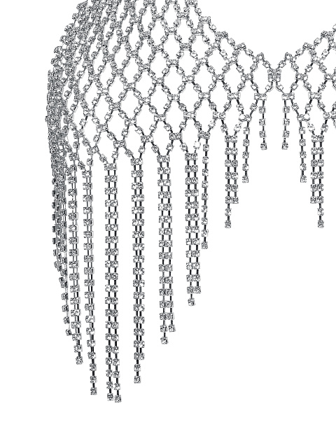 Серебристое бра в стразах с бахромой, 6 Серебристое бра в стразах с бахромой, 6