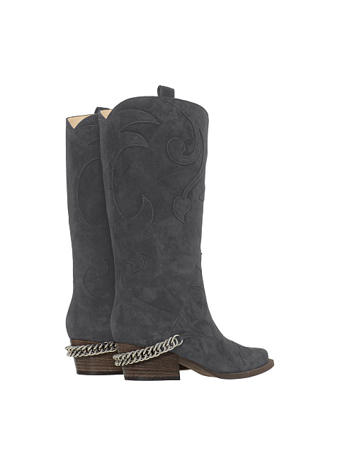 Серые казаки из замши с цепочкой, 3