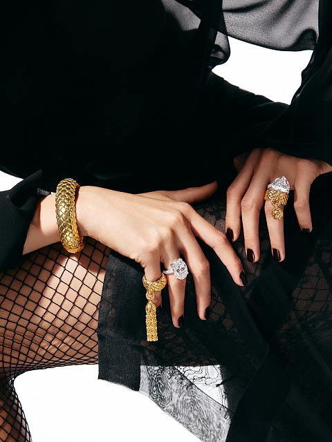 Кольцо-кисть из желтого золота, 6