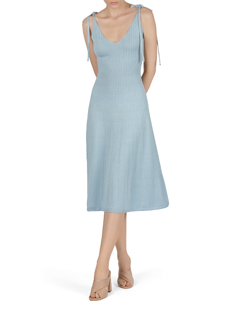 Голубое вязаное платье-миди, 4 Голубое вязаное платье-миди, 4