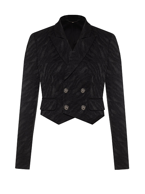 Черный укороченный жакет из жаккарда, 1
