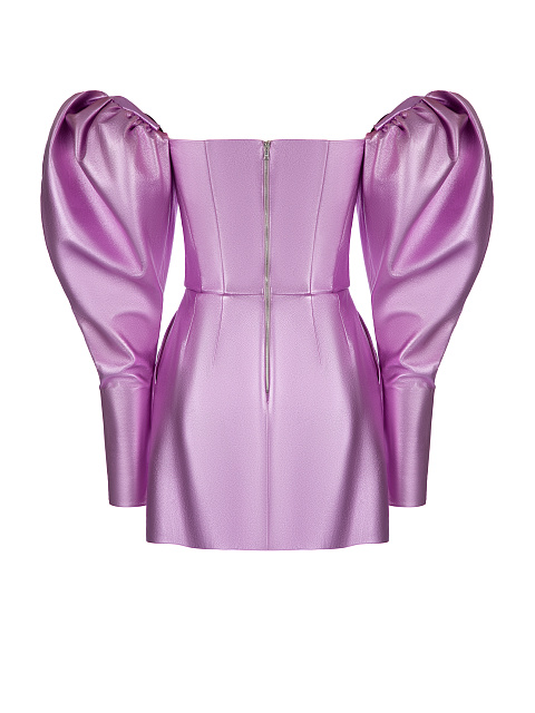 Розовое кожаное платье-мини, 2