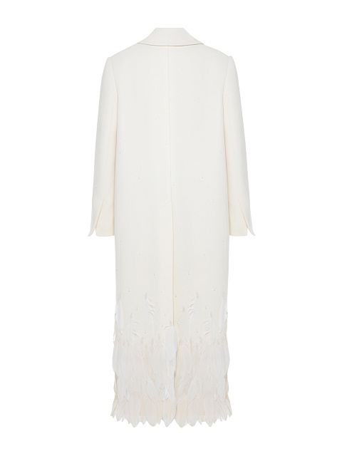 Белое пальто из шерсти с перьями, 2