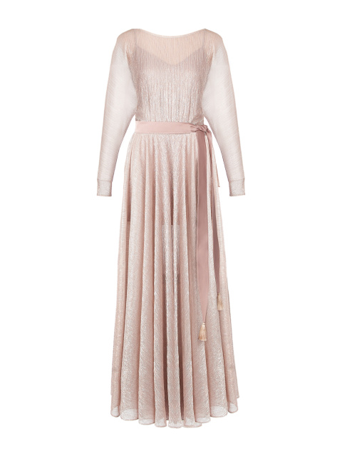 Розовое платье-макси с люрексом, 1