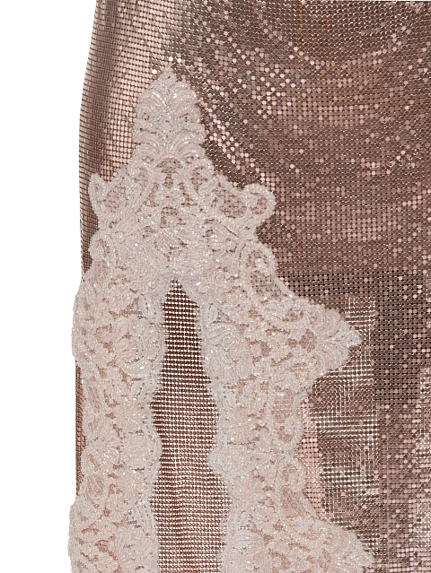 Розовое платье-миди из кольчуги с кружевом и бисером, 4 Розовое платье-миди из кольчуги с кружевом и бисером, 4