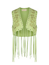 Зеленый замшевый жилет с бисером и бахромой