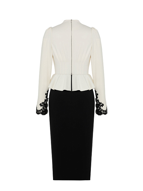 Черно-белое платье-миди с баской, 9 Черно-белое платье-миди с баской, 9