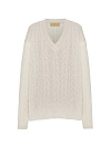 Пуловер вязаный молочный кашемир, косы , люрекс Пуловер вязаный молочный кашемир, косы , люрекс