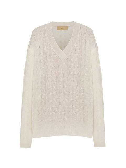 Молочный кашемировый пуловер с люрексом, 1 Молочный кашемировый пуловер с люрексом, 1
