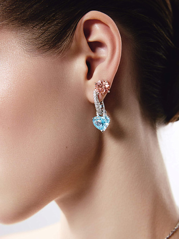 Пусеты с розовыми бриллиантами LG в круглой огранке, 2