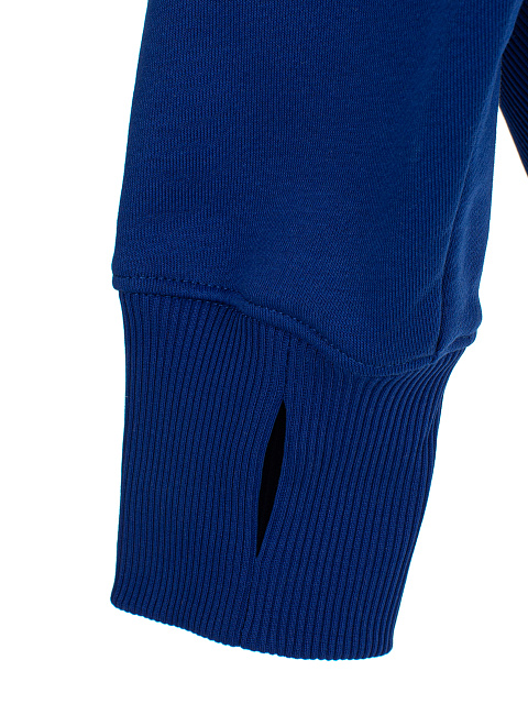 Синий костюм с укороченной толстовкой и кнопками на лампасах, 5