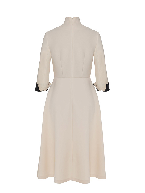 Молочное платье-миди с черным жемчугом , 2