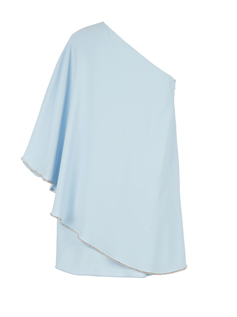 Голубое асимметричное платье-мини со стразами, 2