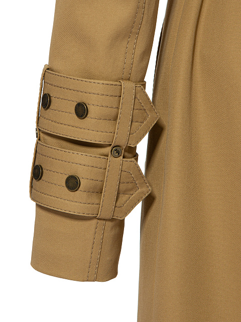 Бежевый двубортный тренч из хлопка, 5