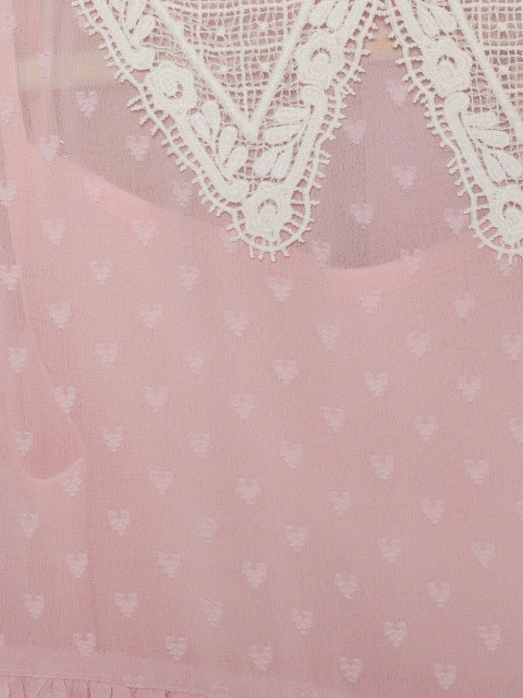 Розовое детское платье из шифона с кружевным воротником, 4