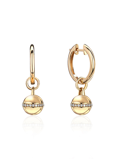 Маленькие хупсы из желтого золота с подвесками, 1 Маленькие хупсы из желтого золота с подвесками, 1