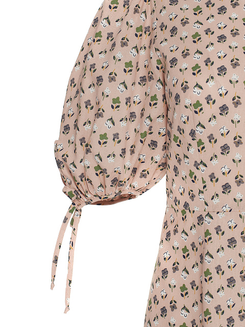 Розовое хлопковое платье-мини с цветочным принтом, 3