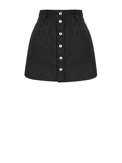 Черная юбка-мини из денима, 1