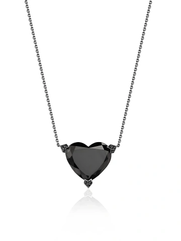 Колье из черненого золота с кулоном из черного бриллианта в форме сердца, 1