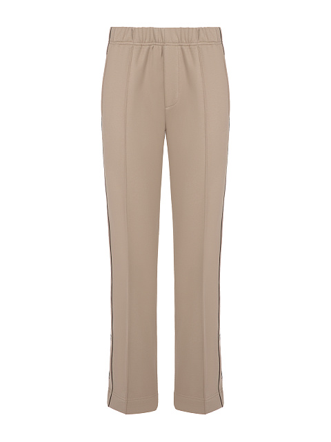 Пудрово-бежевый трикотажный костюм с вышивкой YD, 3