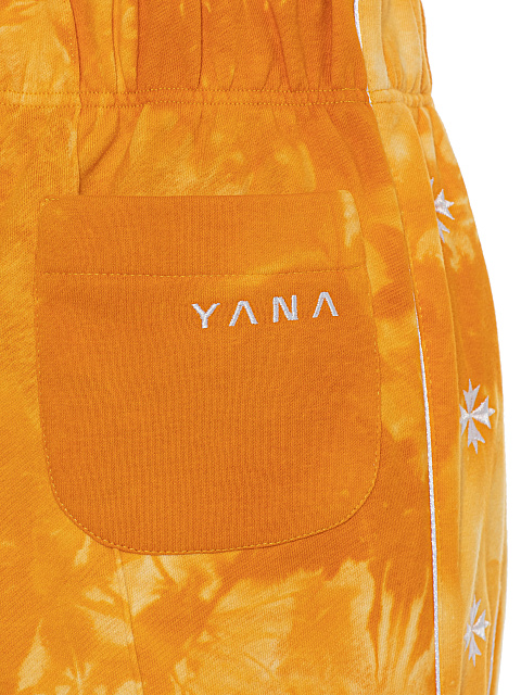 Оранжевый tie-dye костюм с укороченной толстовкой и вышивкой в виде васильков, 5 Оранжевый tie-dye костюм с укороченной толстовкой и вышивкой в виде васильков, 5