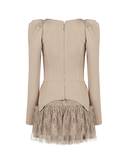 Бежевый комплект из топа и кружевной юбки, 2