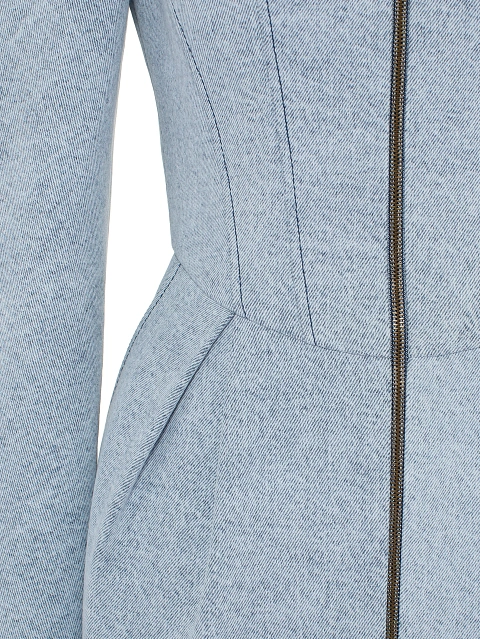 Голубое платье-мини из вареного денима, 3