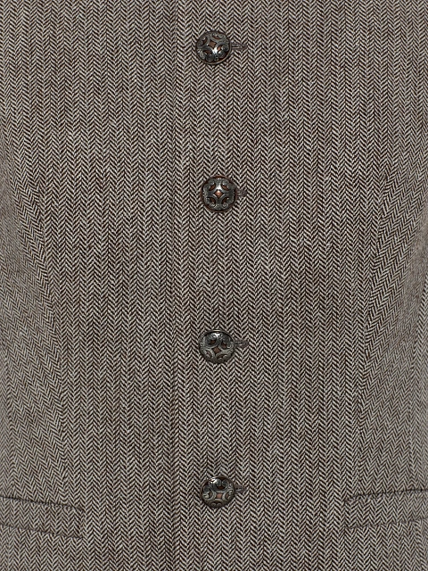 Коричневый комплект из жилета и юбки-миди, 5