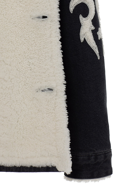 Черная джинсовка на белой овчине с аппликацией, 4 Черная джинсовка на белой овчине с аппликацией, 4