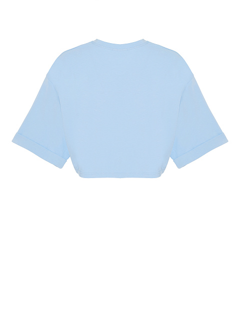 Светло-голубая укороченная хлопковая футболка, 2 Светло-голубая укороченная хлопковая футболка, 2