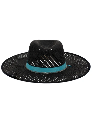 Черная соломенная шляпа с голубой лентой и звездой, 2