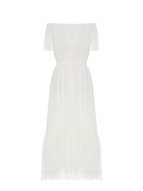 Белое платье из шифона с кружевом, 1