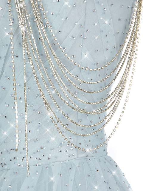 Голубое асимметричное платье-макси из сетки со стразами, 3 Голубое асимметричное платье-макси из сетки со стразами, 3