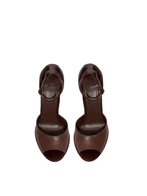 Коричневые босоножки из кожи на широком каблуке, 4 Коричневые босоножки из кожи на широком каблуке, 4