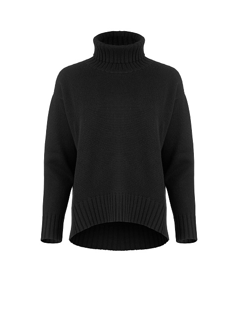 Черный кашемировый свитер с воротом, 1