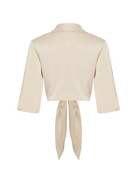 Бежевая укороченная блузка на завязках, 2