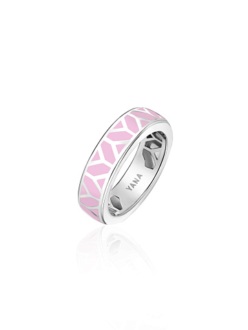 Кольцо из белого золота с эмалью Sakura Color, 1